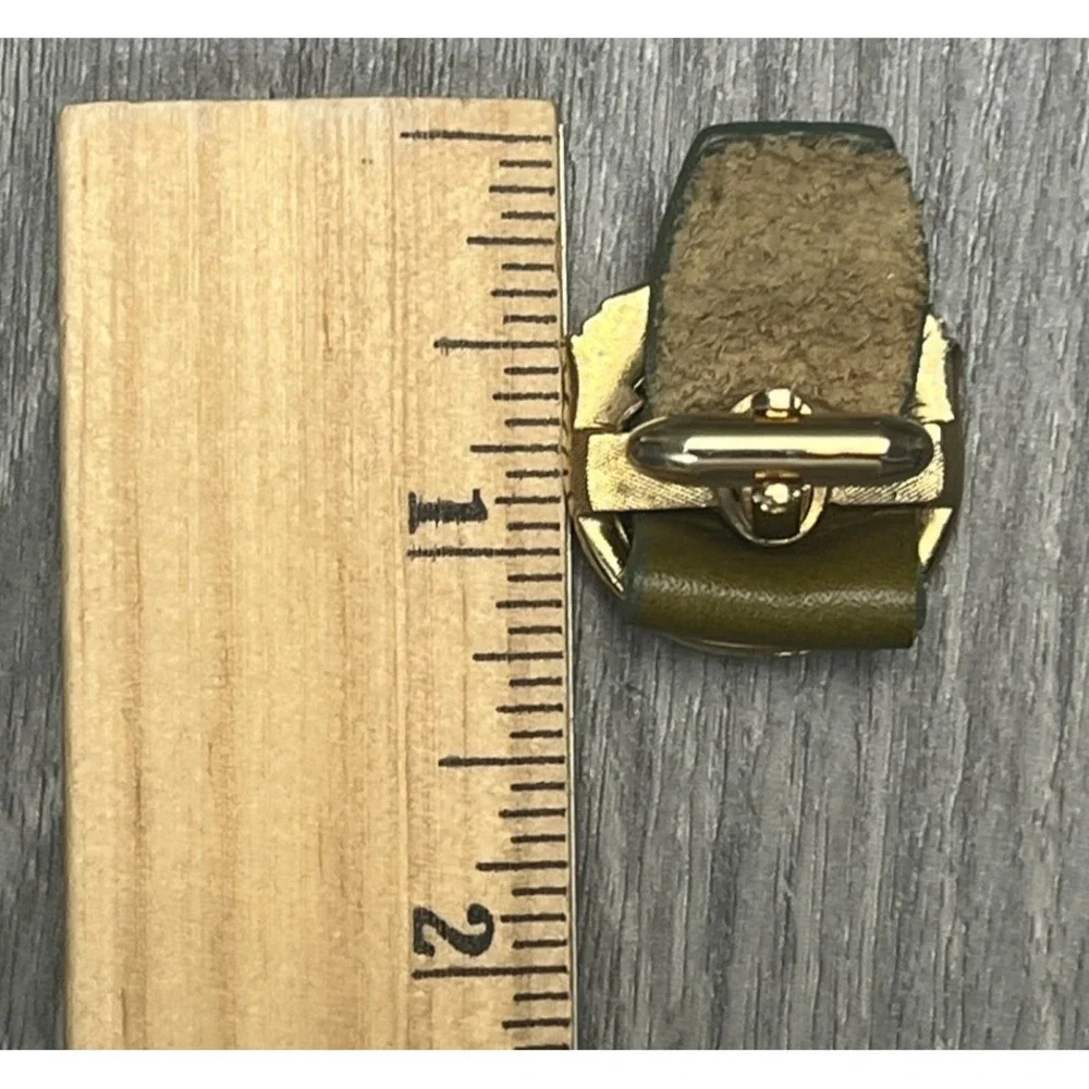 MCM Hickok Olive Green Leather & Gold‎ Tone Cufflinks Double Headed Eagles